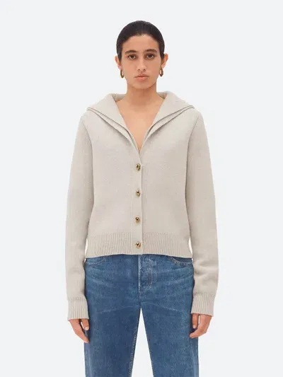 Bottega Veneta Compact Wool Cardigan In Nude & Neutrals