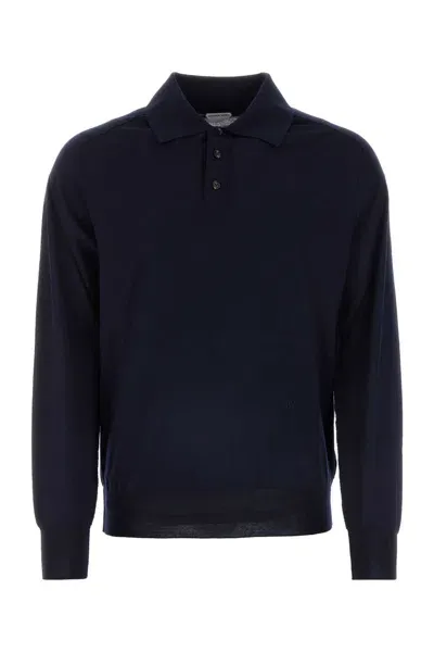 Bottega Veneta Dark Blue Wool Polo Shirt