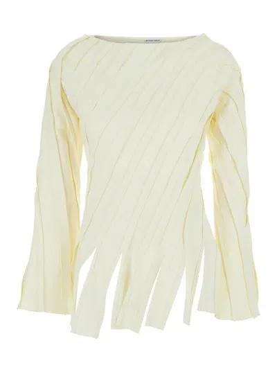 Bottega Veneta Fringed Stretch Blouse In Beige