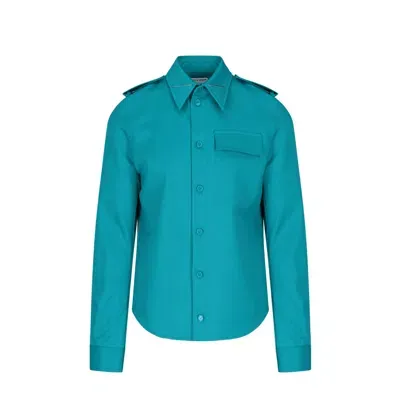 Bottega Veneta Grain De Poudre Wool Shirt In Green