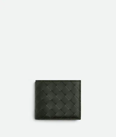 Bottega Veneta Intrecciato Bi-fold Wallet In Dark Green/dark Red/ice/deep Red/pineapple