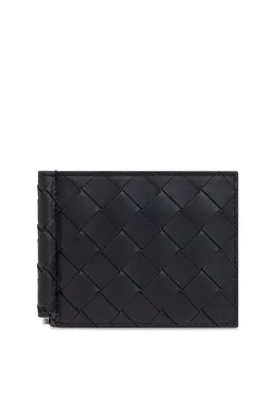 Bottega Veneta Intrecciato Bill Clip Bifold Wallet In Blue