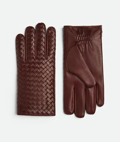 Bottega Veneta Intrecciato Leather Gloves In Garnet