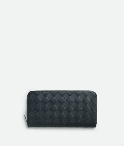 Bottega Veneta Intrecciato Zip Around Wallet In Black