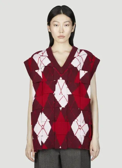 Bottega Veneta Intreccio Wool Gilet In Red