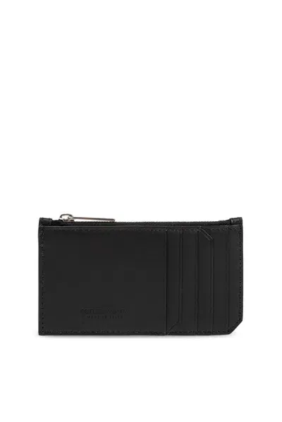 Bottega Veneta Intreccio Zipped Wallet In Black