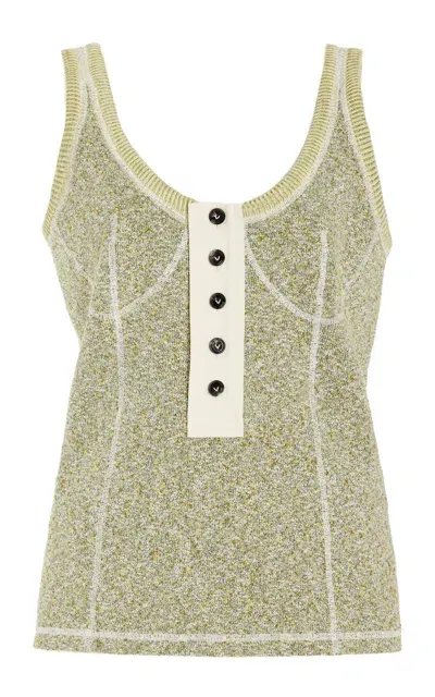 Bottega Veneta Knotted Mouline Cotton Jersey Tank Top In Green