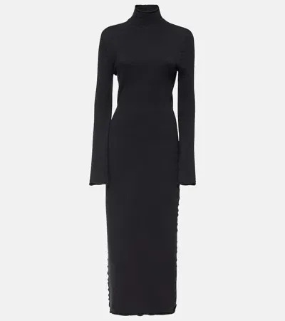 Bottega Veneta Knitted Wool Maxi Dress In Black