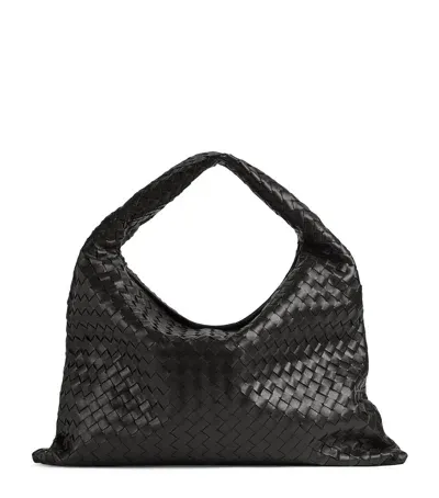 Bottega Veneta Large Leather Hop Shoulder Bag In Black