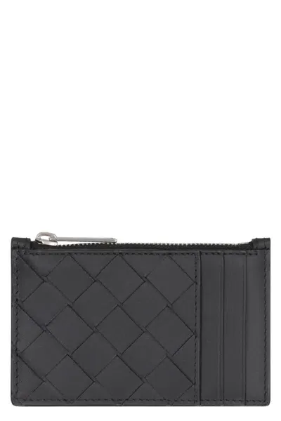 Bottega Veneta Leather Card Holder In Black