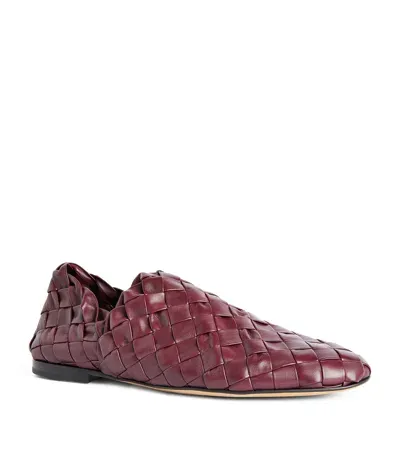 Bottega Veneta Leather Intrecciato Loafers In Purple