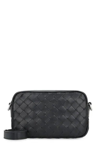 Bottega Veneta Leather Mini Camera Bag In Black