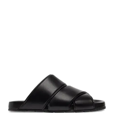 Bottega Veneta Leather Slides In Black