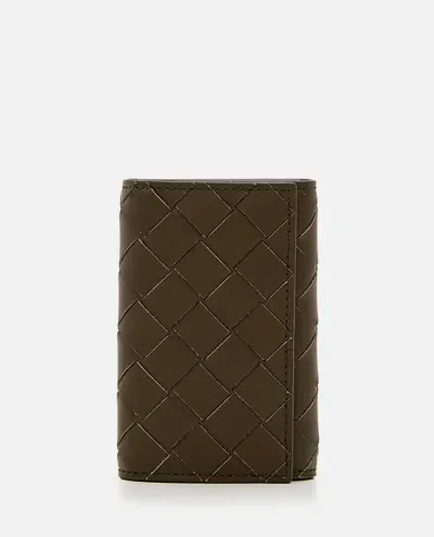 Bottega Veneta Leather Wallet Key Ring In Brown