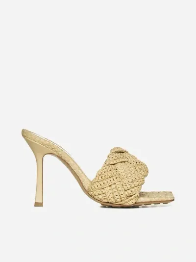 Bottega Veneta Lido Intrecciato-woven Raffia Heeled Mules In Cane Sugar