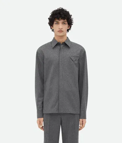 Bottega Veneta Light Wool Flannel Shirt In Gray