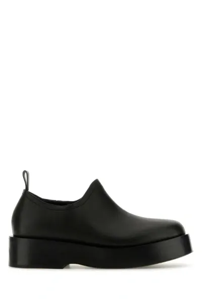 Bottega Veneta Black Leather Torino Slip Ons