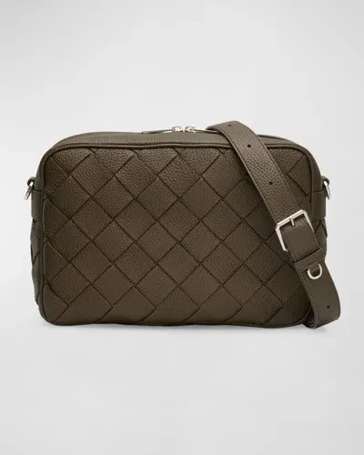 Bottega Veneta Men's Intrecciato Medium Crossbody Bag In Silvernat