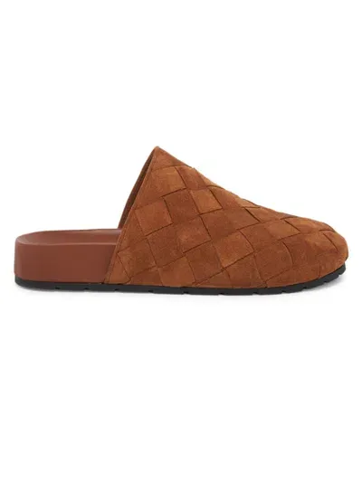 Bottega Veneta Caramel Brown Leather Reggie Suede Mules