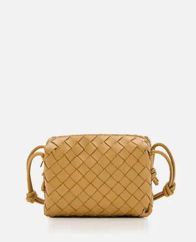 Bottega Veneta Mini Loop Leather Camera Bag In Beige