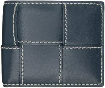 Bottega Veneta Navy Cassette Bi-fold Wallet In 3381 Blue