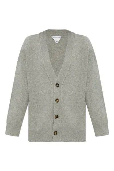 Bottega Veneta Patch Embellished Relaxed Fit Cardigan In Grey