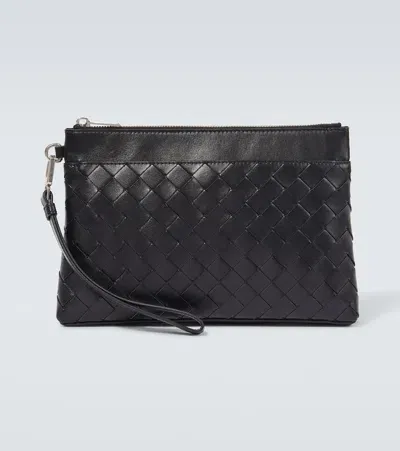 Bottega Veneta Prism Leather Pouch In Black