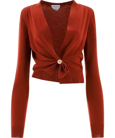 Bottega Veneta Ring Detail Cardigan In Orange