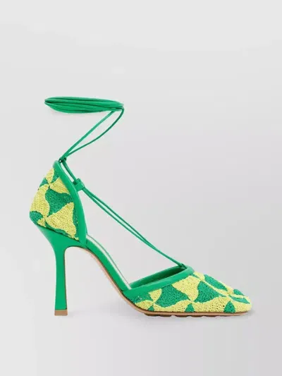 Bottega Veneta Signature Pattern Stretch Sandals In Green