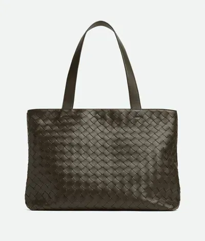 Bottega Veneta Small Intrecciato Zipped Tote In Green