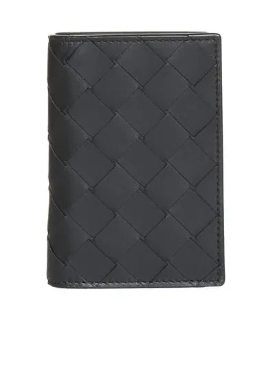 Bottega Veneta Intrecciato Flap Card Case In Black