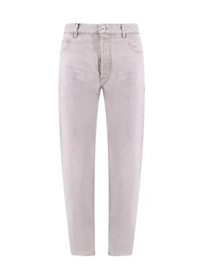 Bottega Veneta Washed Denim Trousers In Grey