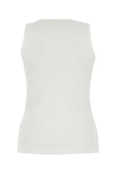 Bottega Veneta White Stretch Cotton Tank Top In Chalk