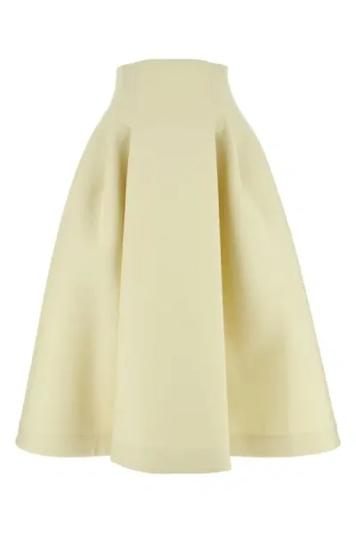 Bottega Veneta Pleated Wool Midi Skirt In White