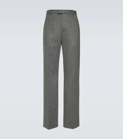 Bottega Veneta Straight-leg Wool-flannel Trousers In Grey