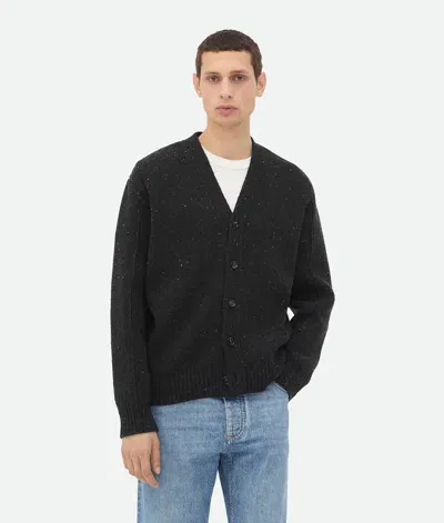 Bottega Veneta Wool Tailored Cardigan In Dark Grey Melange