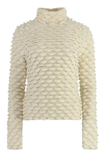 Bottega Veneta Wool Turtleneck Sweater In Panna