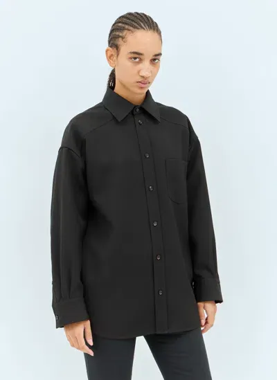 Bottega Veneta Wool Twill Shirt In Black