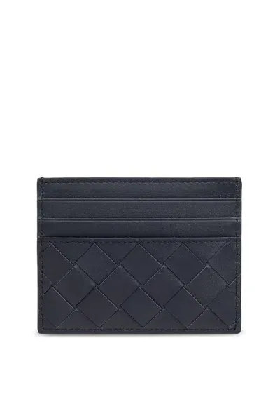 Bottega Veneta Woven Card Holder In Blue