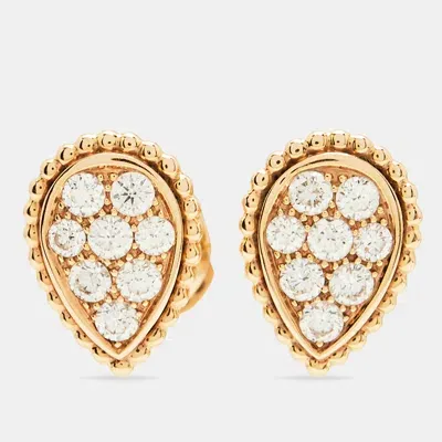 Pre-owned Boucheron Serpent Boheme Diamond 18k Rose Gold S Motif Earrings