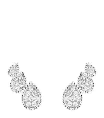 Boucheron White Gold And Diamond Serpent Bohème Three Motifs Earrings In Metallic