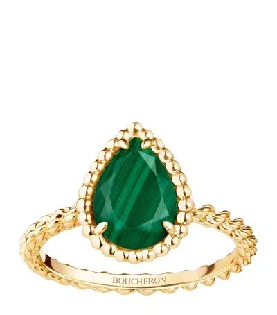 Boucheron Yellow Gold And Malachite Small Motif Serpent Bohème Ring