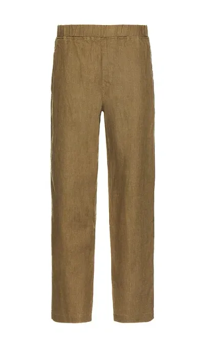 Bound Relaxed Heavy Linen Trousers In Olive