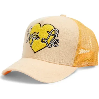 Boys Lie Sunny Side Up Terry Trucker Hat In Neutral