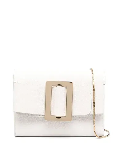 Boyy Buckle Travel Case Leather Crossbody Bag In White