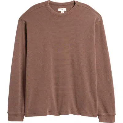 Bp. Acid Wash Waffle Long Sleeve T-shirt In Brown Chestnut Washed