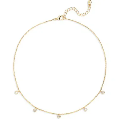 Bp. Cubic Zirconia Bezel Charm Necklace In 14k Gold Dipped