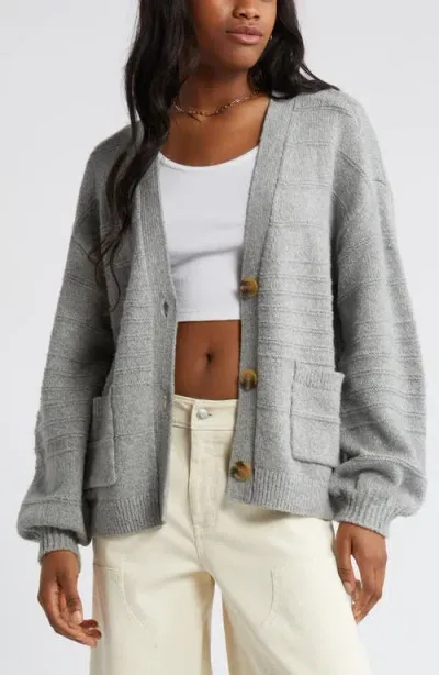 Bp. Everyday V-neck Cotton Blend Cardigan In Grey Heather