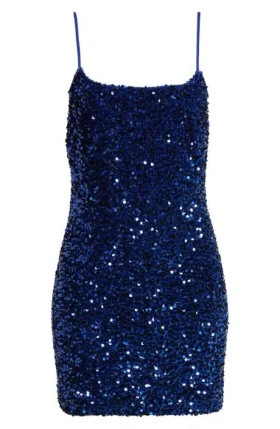 Bp. Night Out Sequin Camisole Dress In Blue Sapphire Sequins