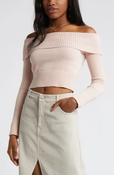 Bp. Off The Shoulder Sweater In Pink Sepia